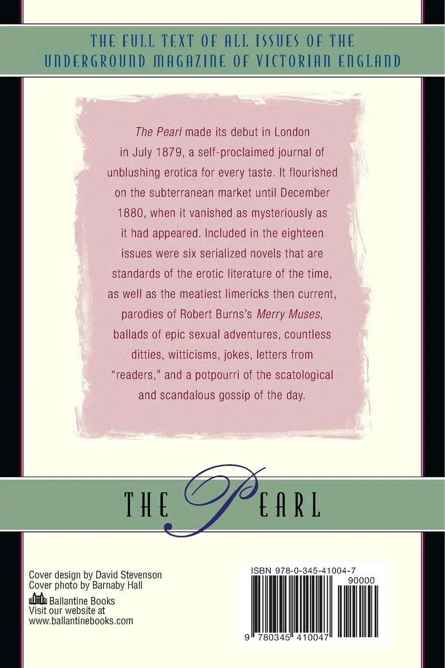 Rückseite: 9780345410047 | The Pearl | A Journal of Facetive and Voluptuous Reading | Anonymous