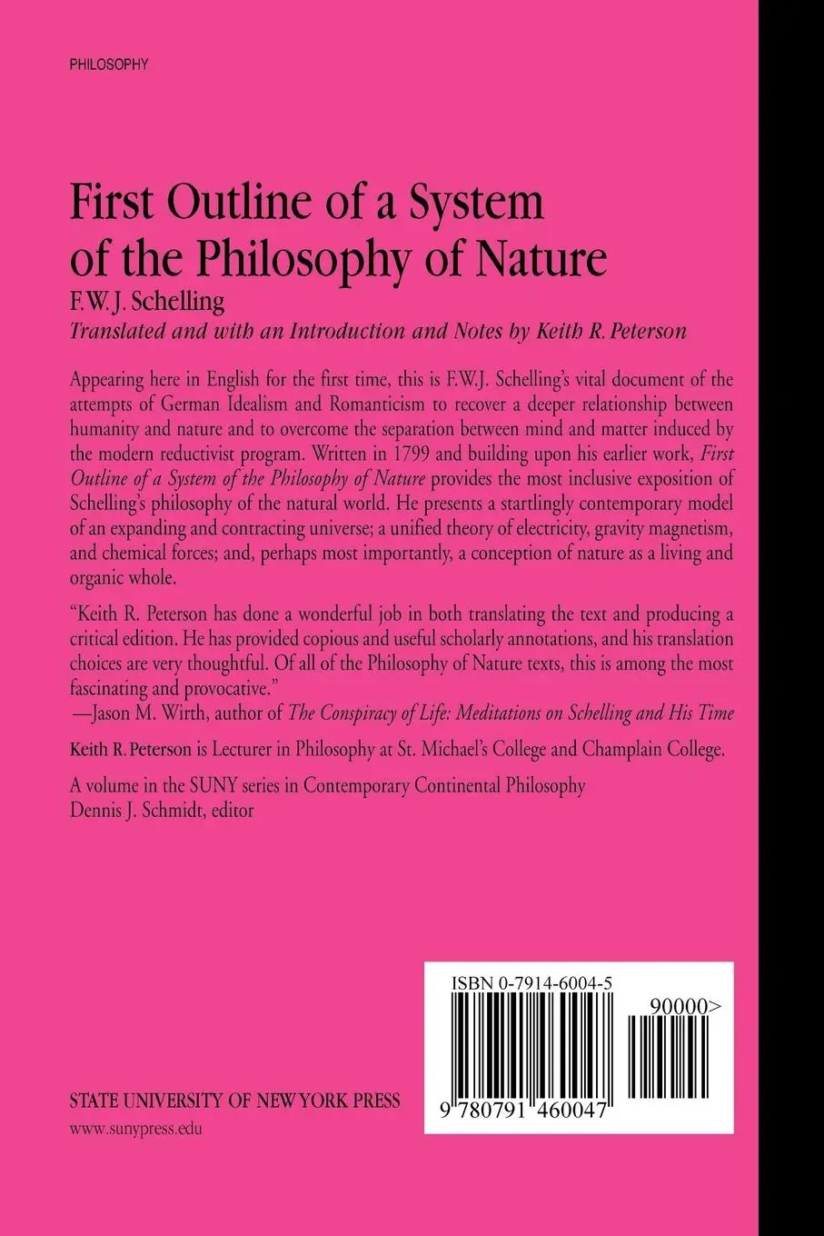 Rückseite: 9780791460047 | First Outline of a System of the Philosophy of Nature | Schelling