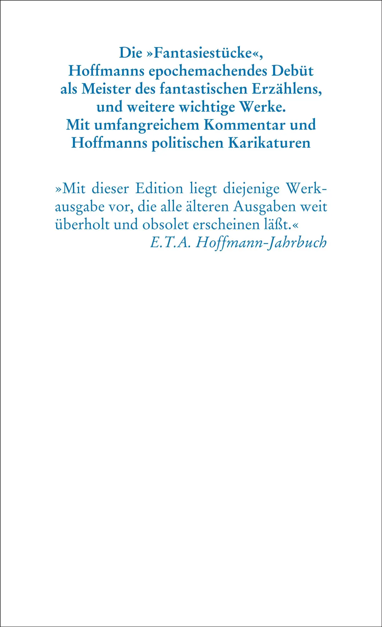 Rückseite: 9783618680147 | Fantasiestücke | in Callot's Manier, Werke 1814 | Hoffmann | Buch