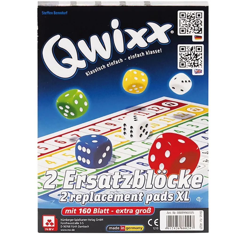 Cover: 4012426880247 | Qwixx XL - Ersatzblöcke (2er) | Nürnberger Spielkarten Verlag | Spiel