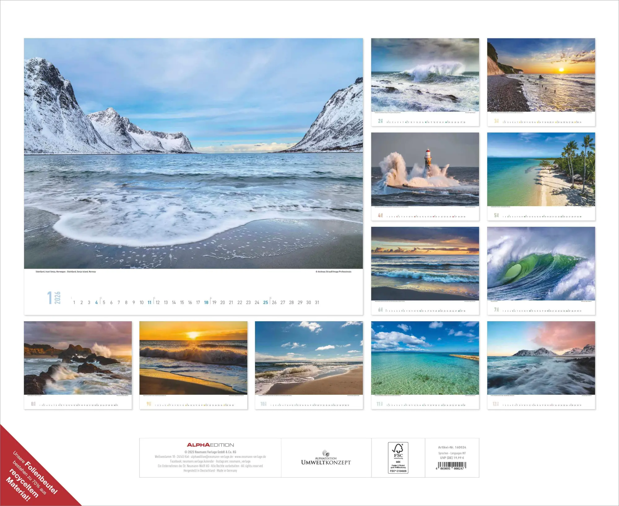 Rückseite: 4069095000247 | Meer 2026 | Kalender | 14 S. | Deutsch | 2026 | ALPHA EDITION GmbH