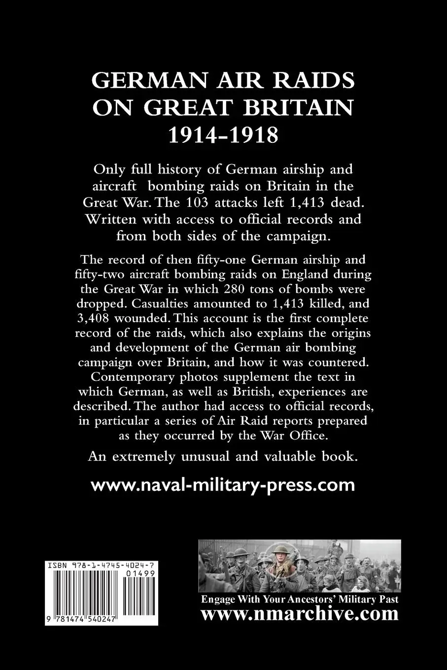 Rückseite: 9781474540247 | GERMAN AIR RAIDS ON GREAT BRITAIN 1914-1918 | Joseph Morris | Buch