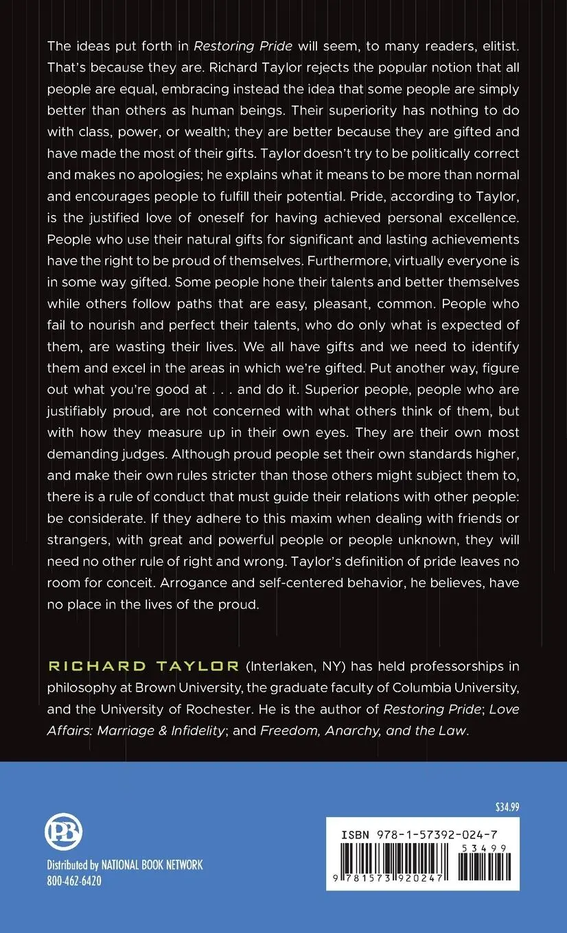 Rückseite: 9781573920247 | Restoring Pride | Richard Taylor | Buch | Englisch | 1995 | Prometheus