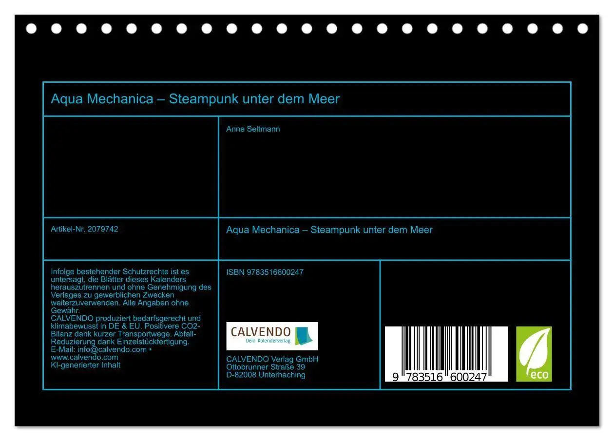 Bild: 9783516600247 | Aqua Mechanica - Steampunk unter dem Meer (Tischkalender 2026 DIN...