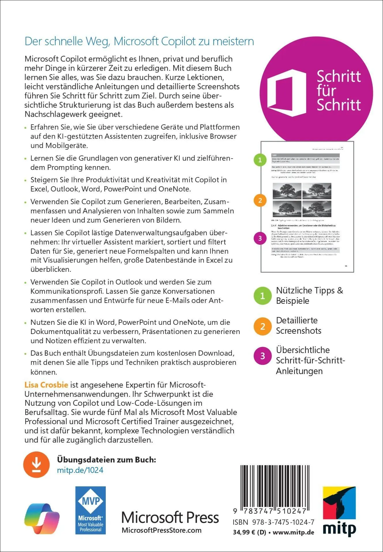 Rückseite: 9783747510247 | Microsoft Copilot | Schritt für Schritt (Microsoft Press) | Crosbie