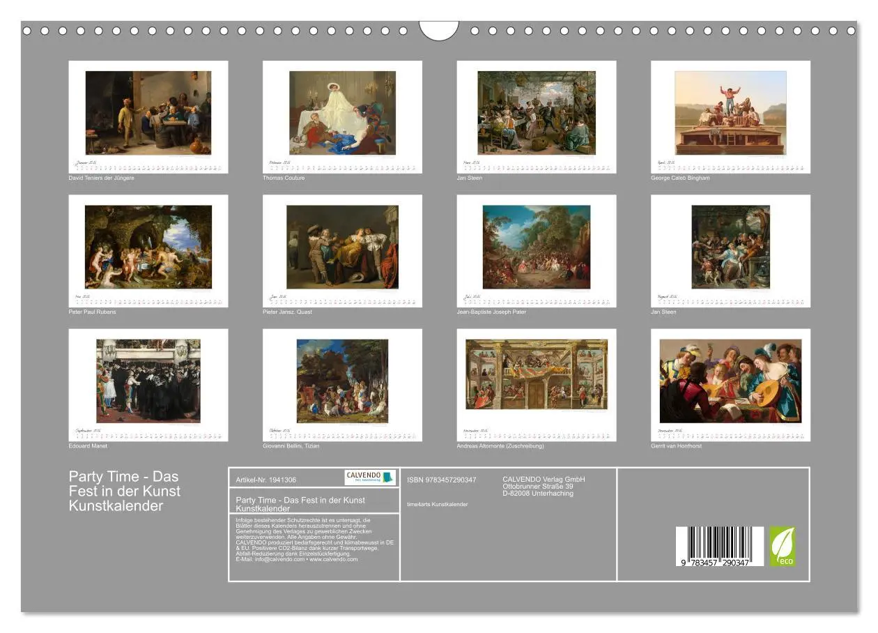 Bild: 9783457290347 | Party Time - Das Fest in der Kunst Kunstkalender (Wandkalender 2026...