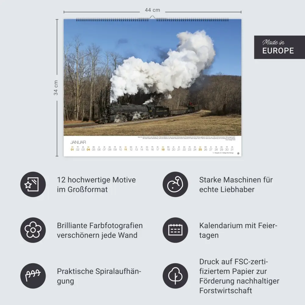 Bild: 9783756410347 | Feurige Dampfloks Posterkalender 2026 | Heye | Kalender | 14 S. | 2026
