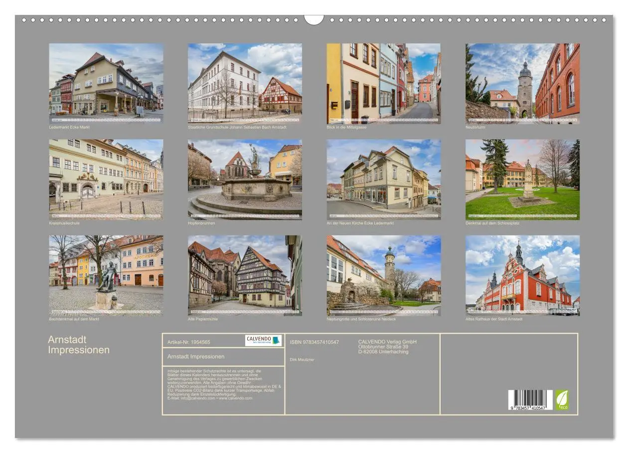 Bild: 9783457410547 | Arnstadt Impressionen (Wandkalender 2026 DIN A2 quer), CALVENDO...