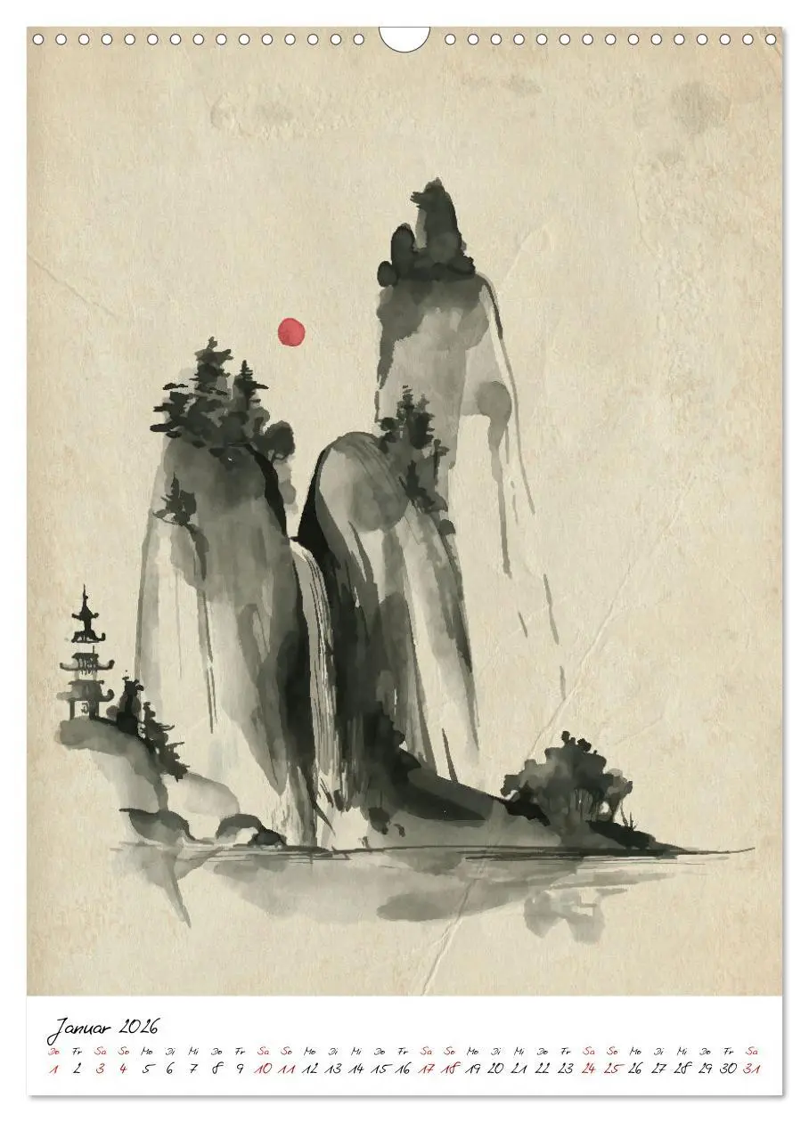 Bild: 9783516360547 | Sumi-e Kunst im japanischen Stil (Wandkalender 2026 DIN A3 hoch),...