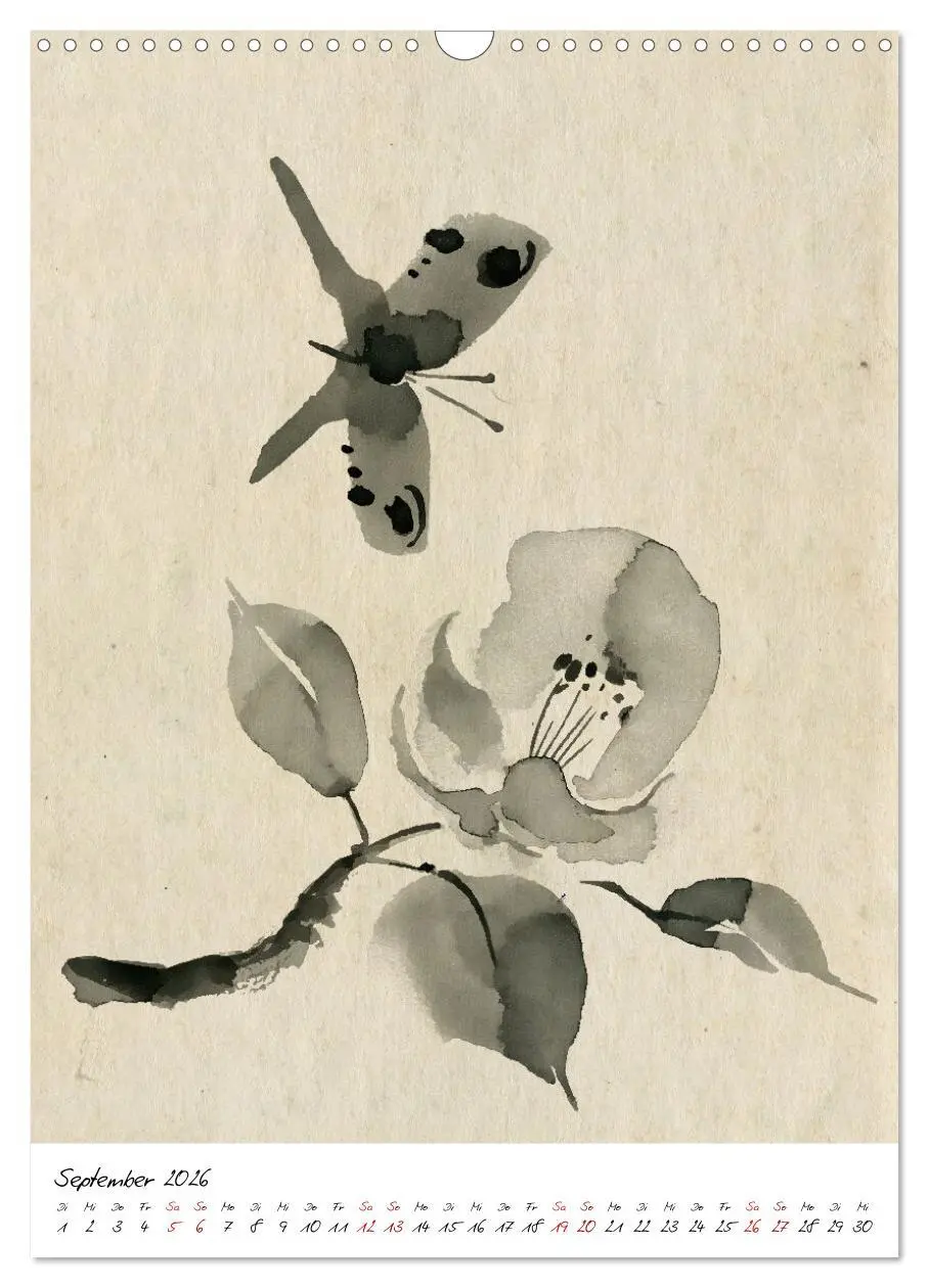 Bild: 9783516360547 | Sumi-e Kunst im japanischen Stil (Wandkalender 2026 DIN A3 hoch),...