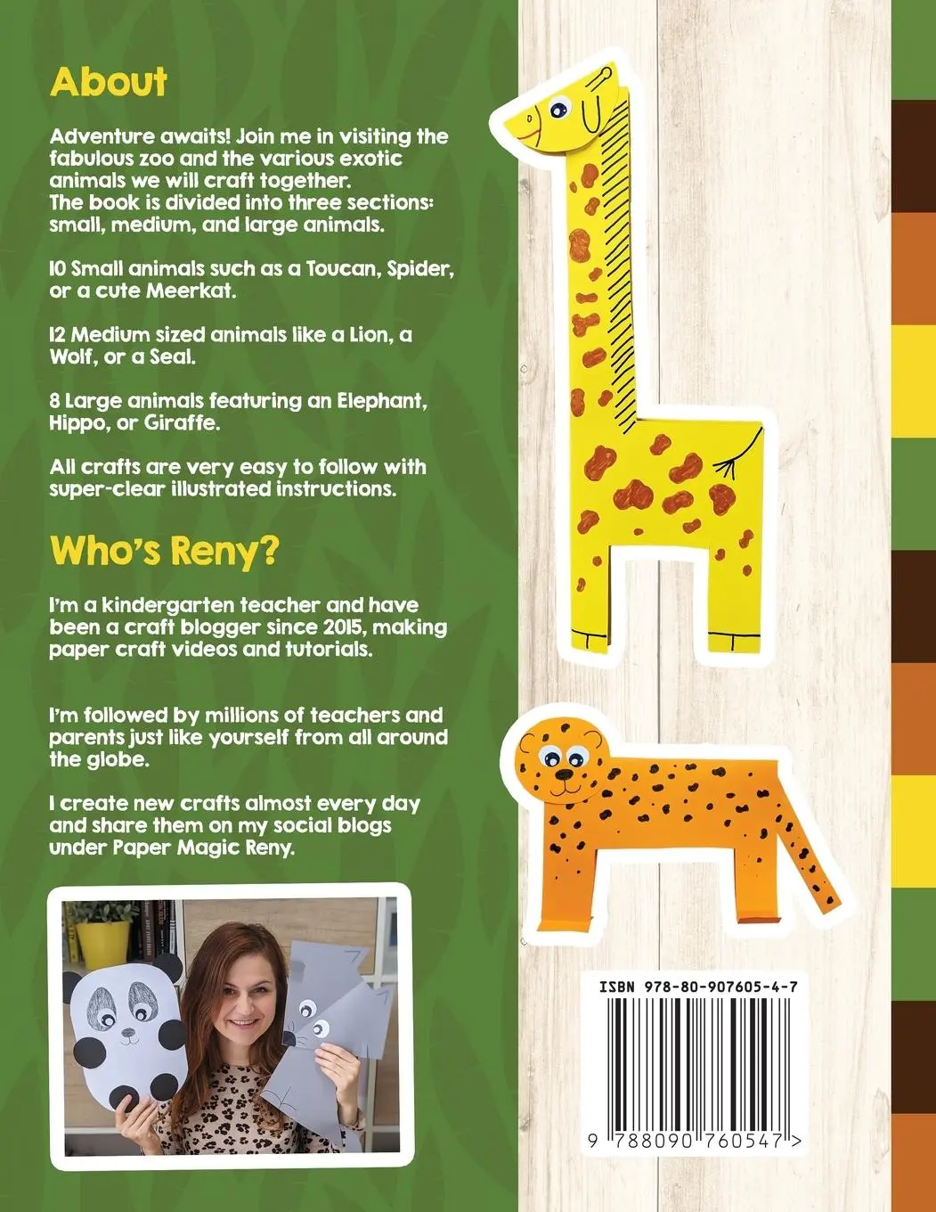 Rückseite: 9788090760547 | Paper Crafting with Reny | 30 Fabulous Zoo Animals | Renata Kolibova