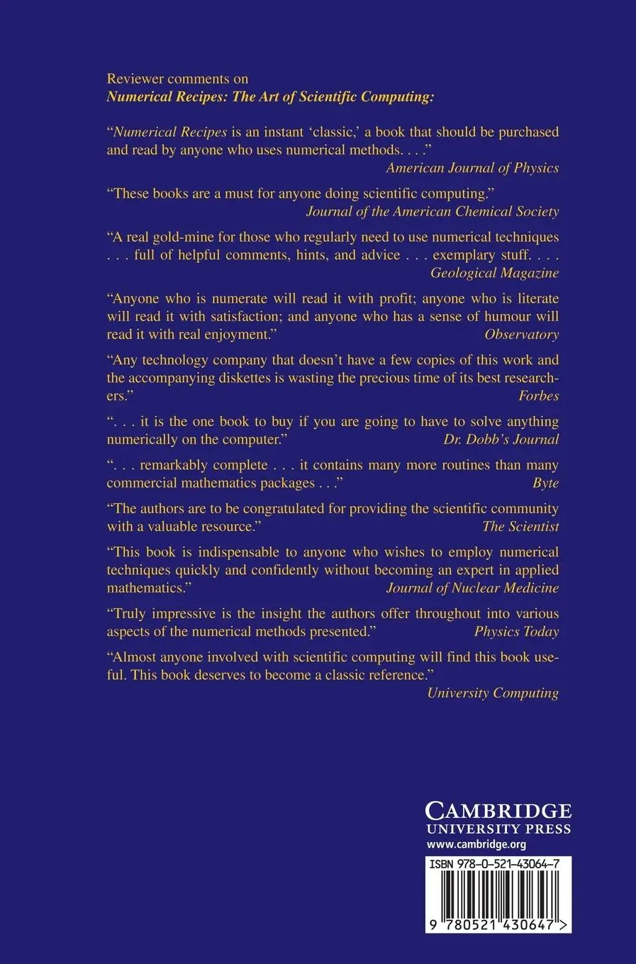Rückseite: 9780521430647 | Numerical Recipes in FORTRAN 77 | William H. Press | Buch | Englisch