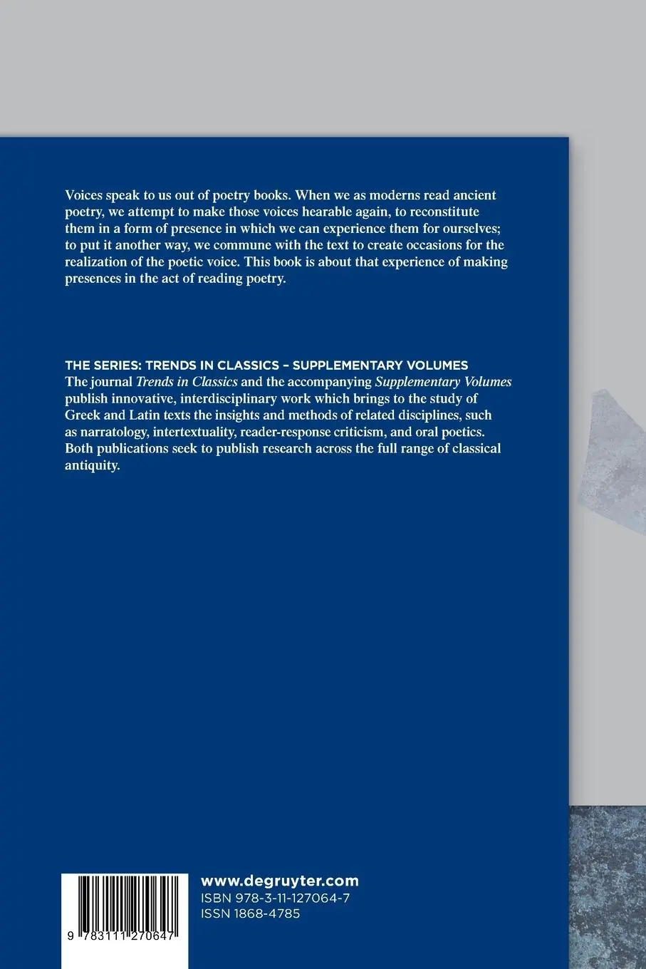 Rückseite: 9783111270647 | The Fiction of Occasion in Hellenistic and Roman Poetry | Gramps