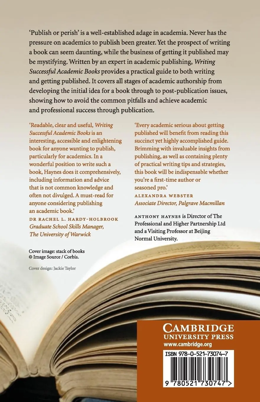 Rückseite: 9780521730747 | Writing Successful Academic Books | Anthony Haynes | Taschenbuch