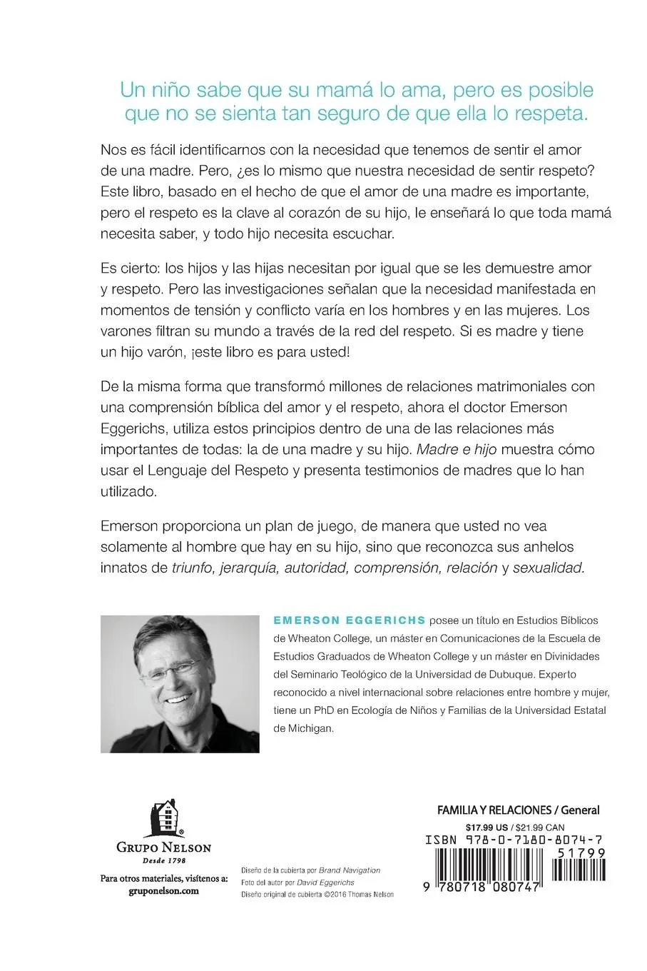Rückseite: 9780718080747 | Madre e hijo | El efecto respeto | Emerson Eggerichs | Taschenbuch