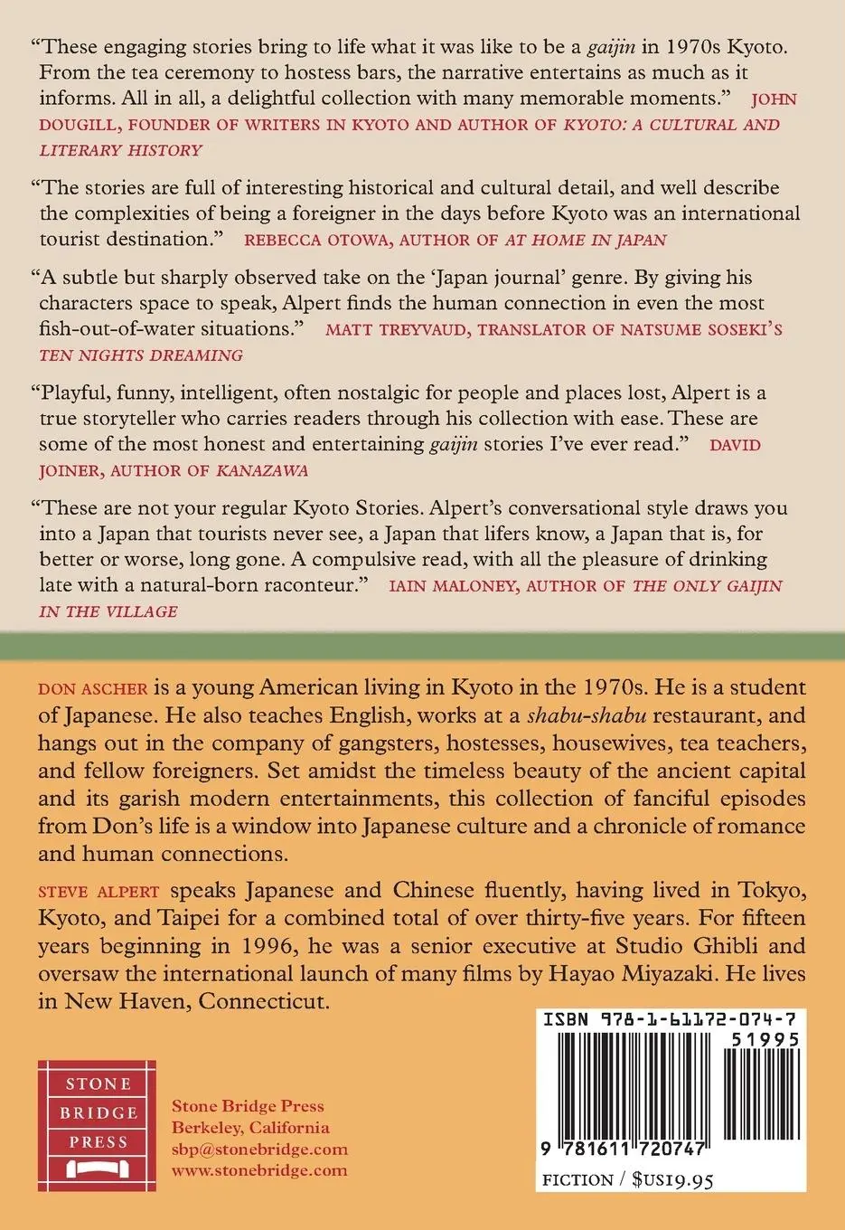 Rückseite: 9781611720747 | Kyoto Stories | Steve Alpert | Taschenbuch | Kartoniert / Broschiert