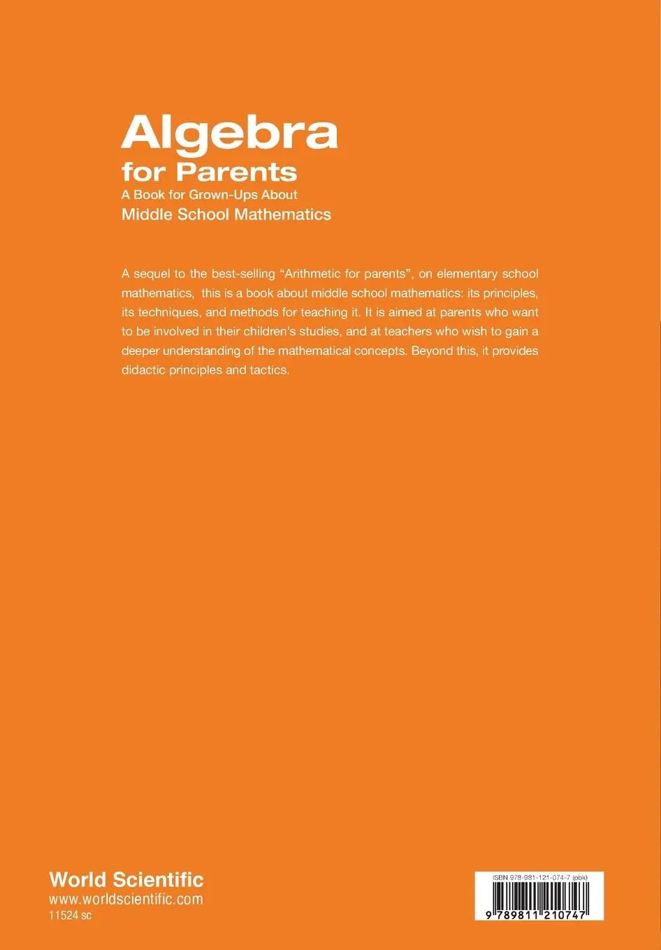 Rückseite: 9789811210747 | ALGEBRA FOR PARENTS | Ron Aharoni | Taschenbuch | Englisch | 2021