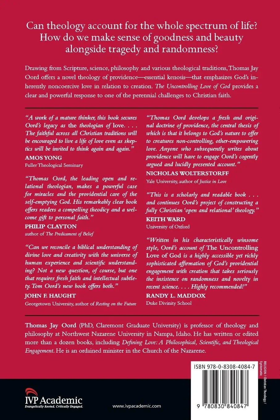 Rückseite: 9780830840847 | The Uncontrolling Love of God | Thomas Jay Oord | Taschenbuch | 2015