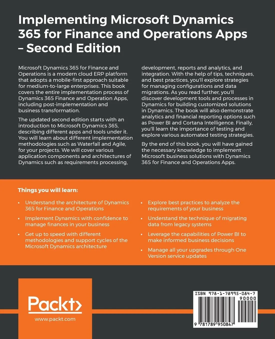 Rückseite: 9781789950847 | Implementing Microsoft Dynamics 365 for Finance and Operations Apps...