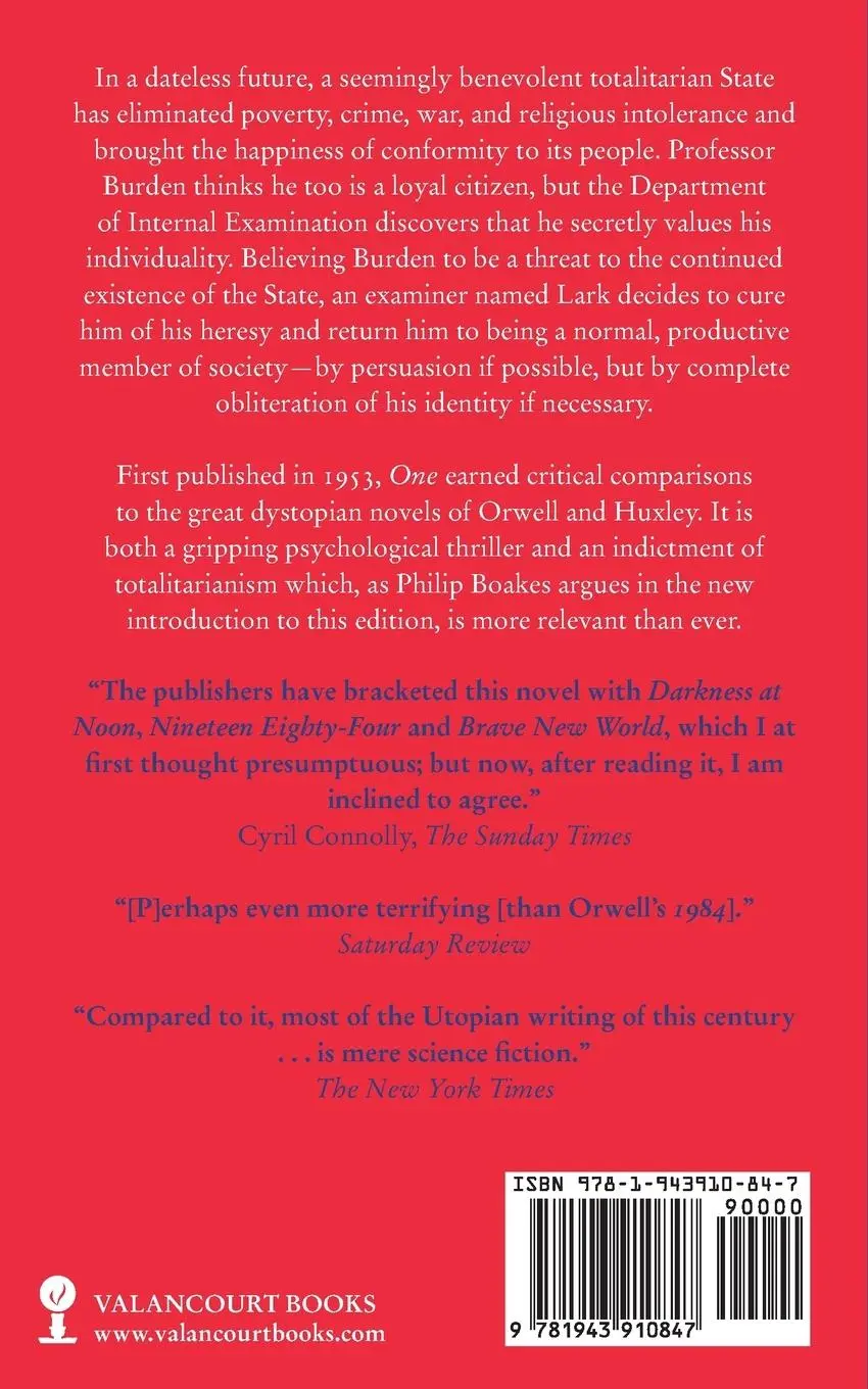 Rückseite: 9781943910847 | One (Valancourt 20th Century Classics) | David Karp | Taschenbuch