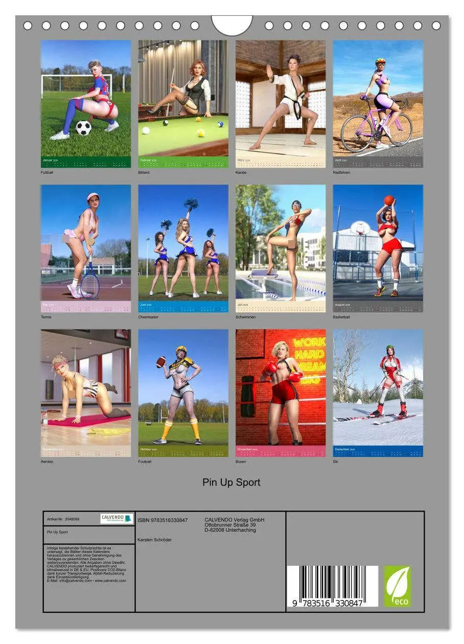 Bild: 9783516330847 | Pin Up Sport (Wandkalender 2026 DIN A4 hoch), CALVENDO Monatskalender