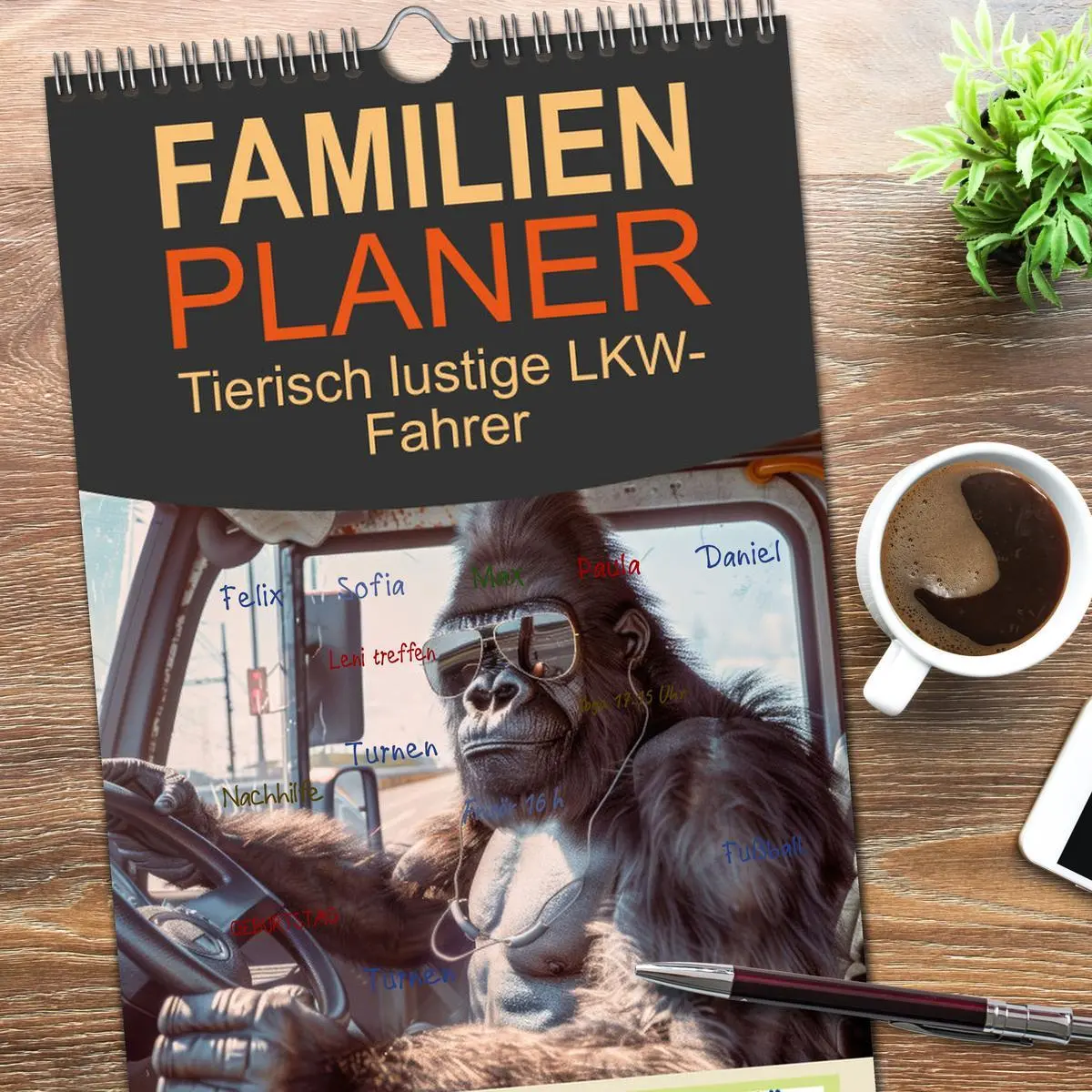 Bild: 9783516490947 | Familienplaner 2026 - Tierisch lustige LKW-Fahrer mit 5 Spalten...