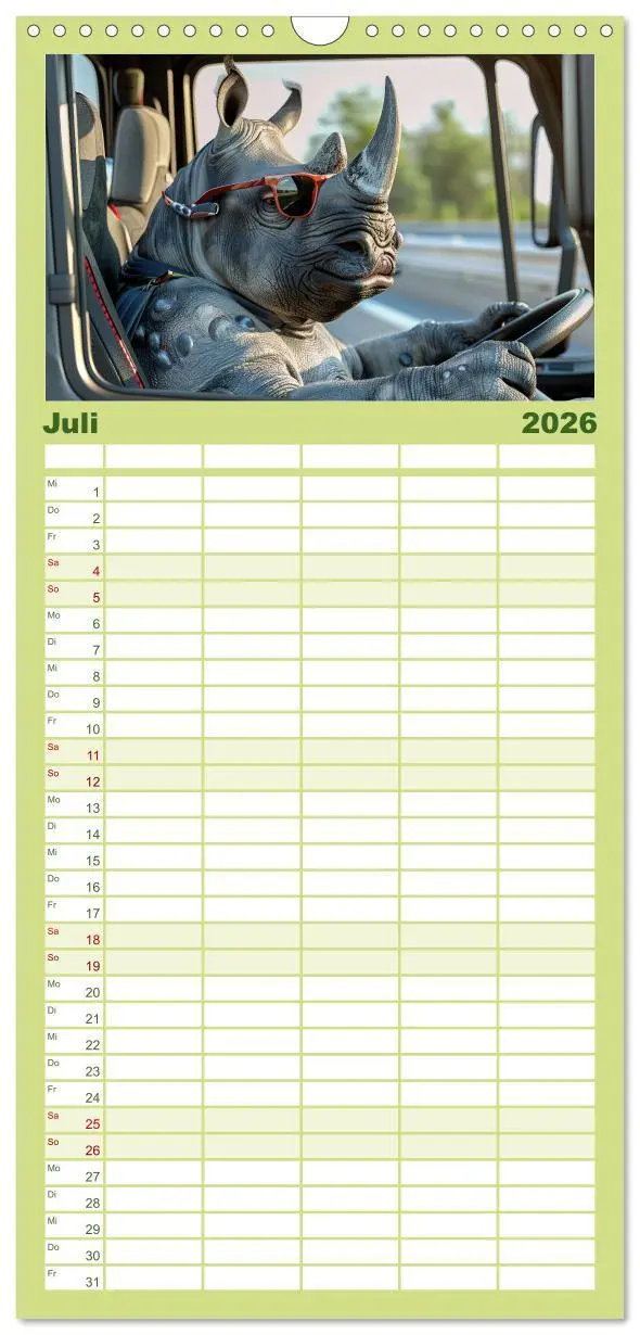Bild: 9783516490947 | Familienplaner 2026 - Tierisch lustige LKW-Fahrer mit 5 Spalten...