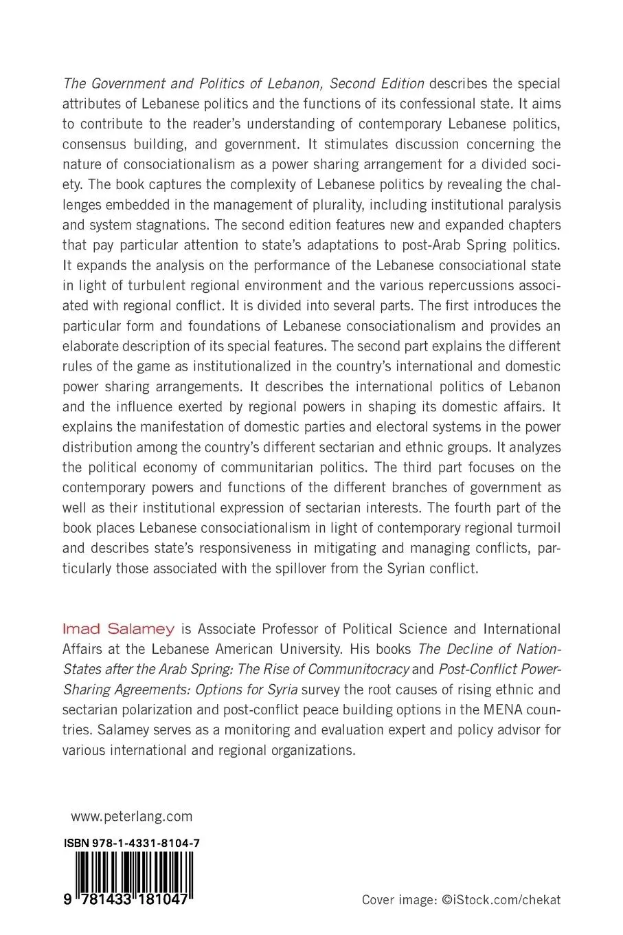 Rückseite: 9781433181047 | The Government and Politics of Lebanon | Second Edition | Imad Salamey