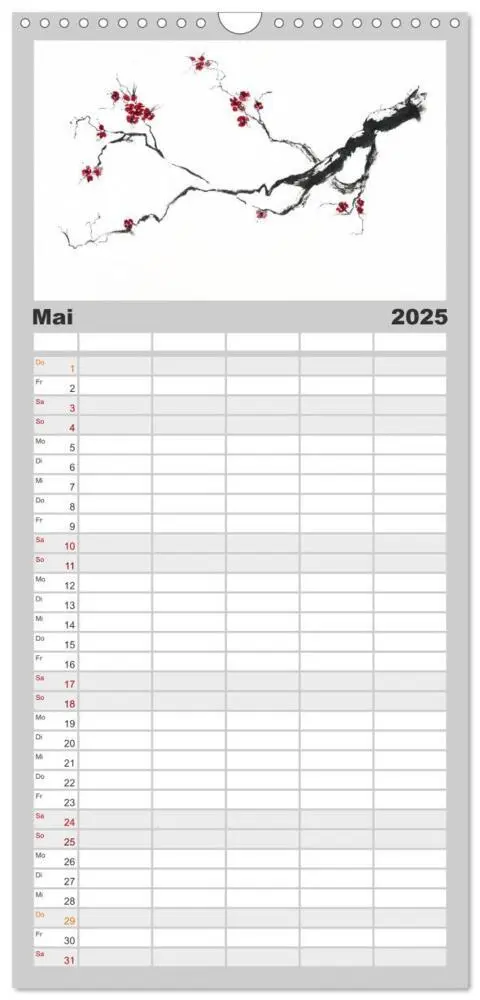 Bild: 9783457121047 | Familienplaner 2025 - Asiatische Tuschmalerei mit 5 Spalten...