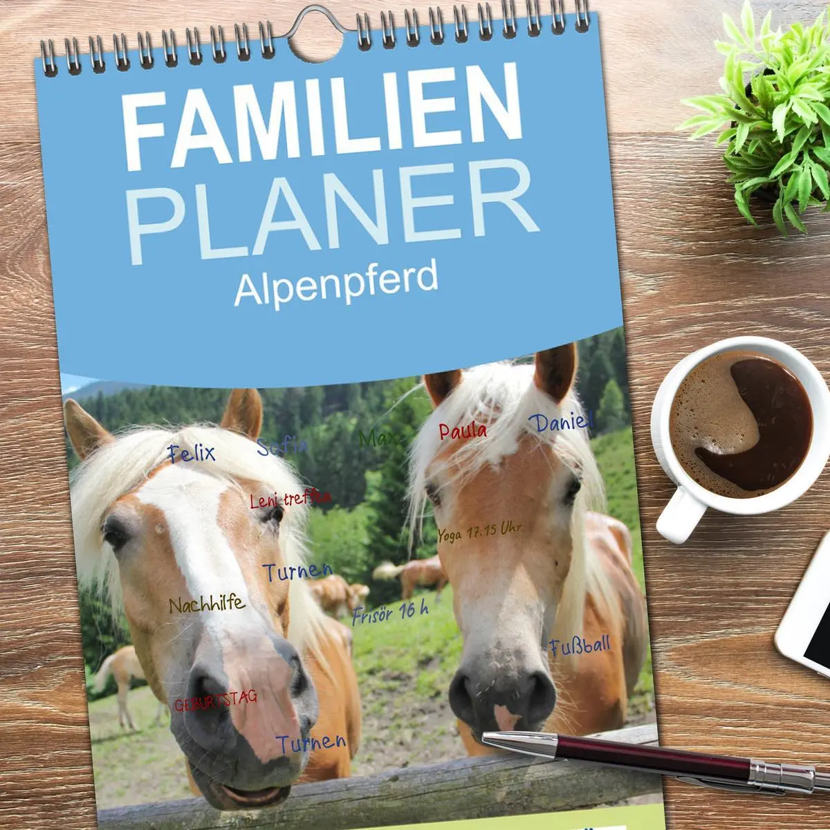 Bild: 9783516511147 | Familienplaner 2026 - Alpenpferde mit 5 Spalten (Wandkalender, 21 x...