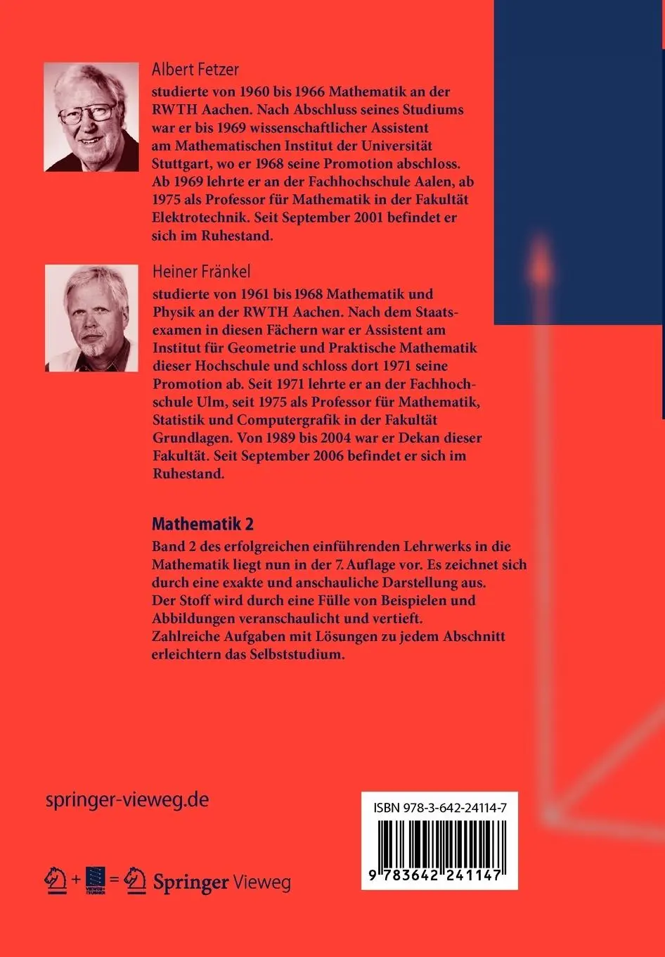 Rückseite: 9783642241147 | Mathematik 2 | Lehrbuch für ingenieurwissenschaftliche Studiengänge