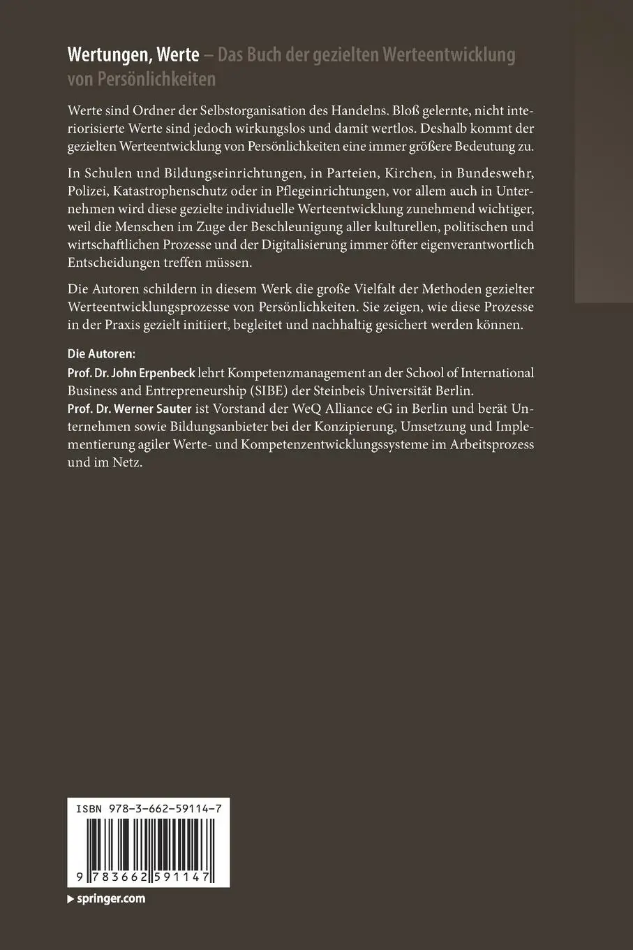 Rückseite: 9783662591147 | Wertungen, Werte - Das Buch der gezielten Werteentwicklung von...