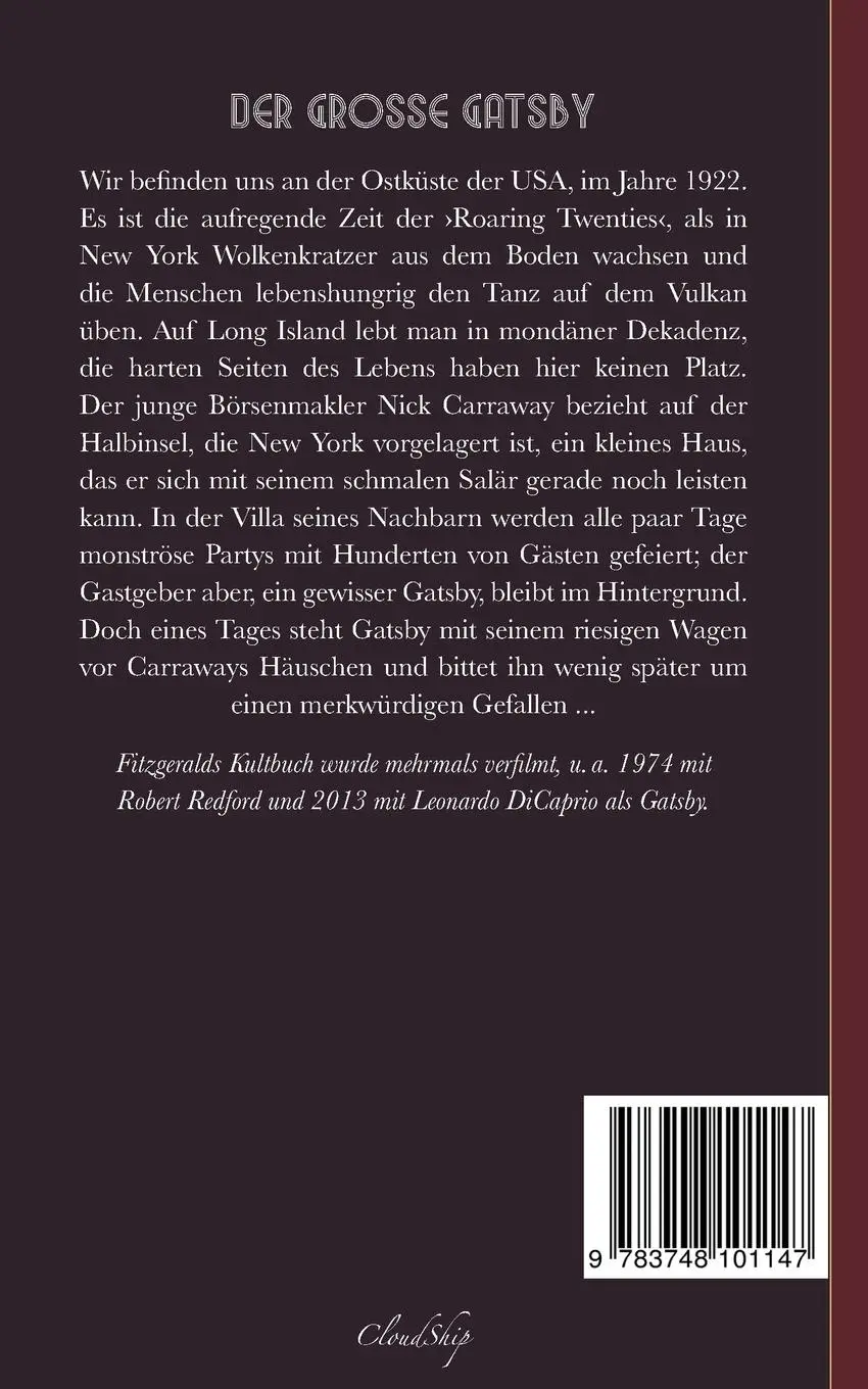 Rückseite: 9783748101147 | Der große Gatsby | F. Scott Fitzgerald | Taschenbuch | 184 S. | 2018