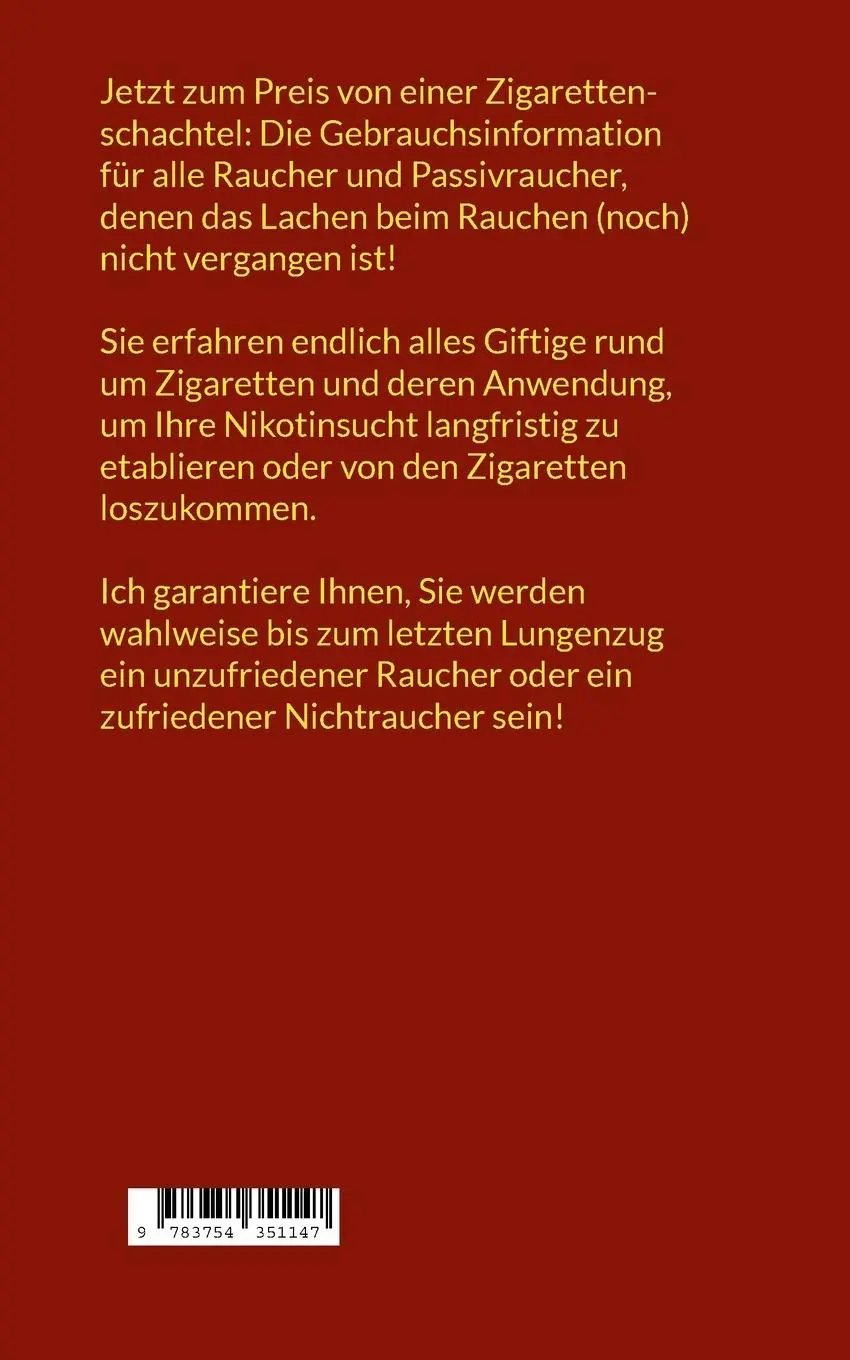 Rückseite: 9783754351147 | Zigaretten® - Zur chronischen Anwendung bei raucherbedingtem...