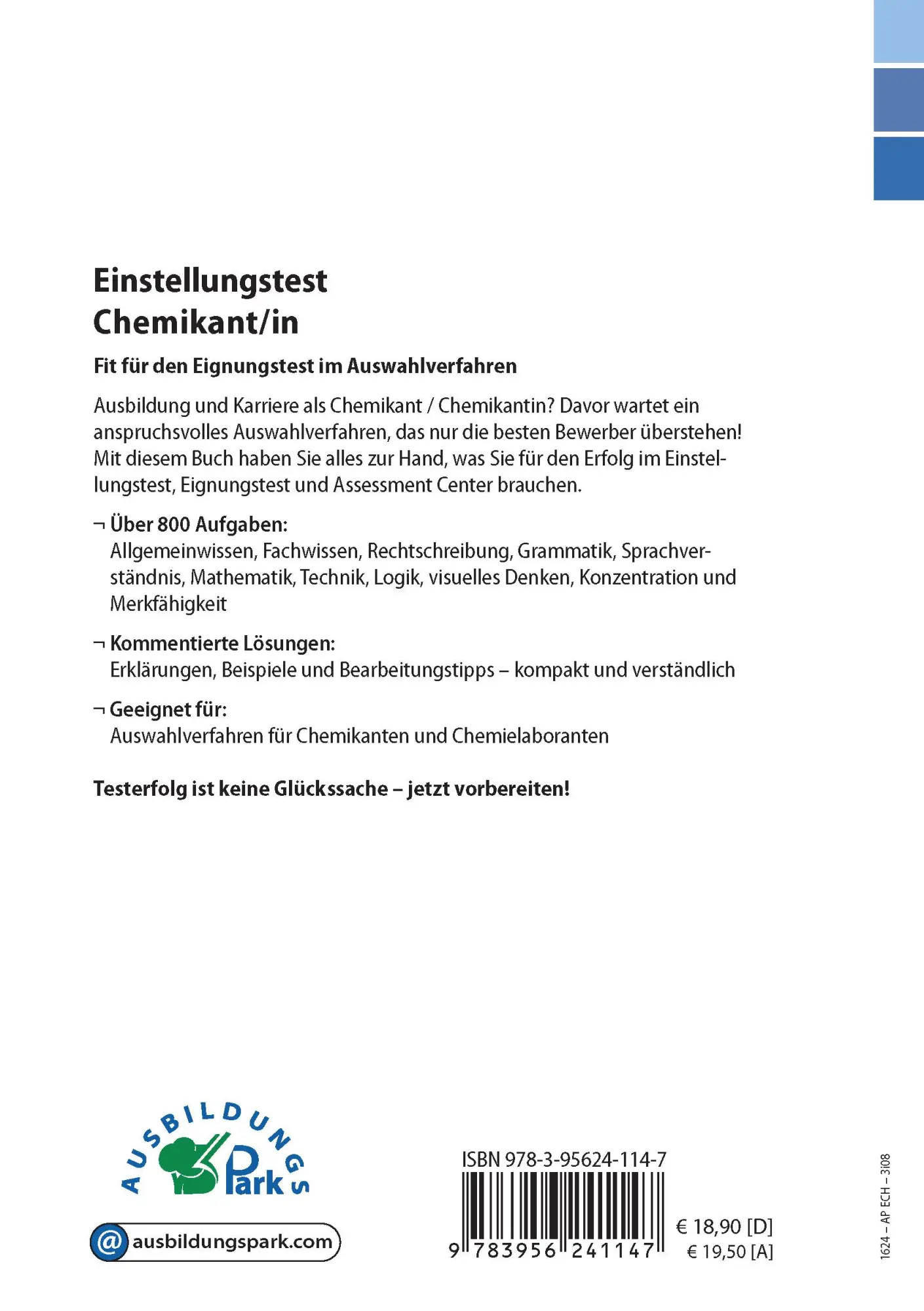 Rückseite: 9783956241147 | Einstellungstest Chemikant / Chemikantin | Kurt Guth (u. a.) | Buch