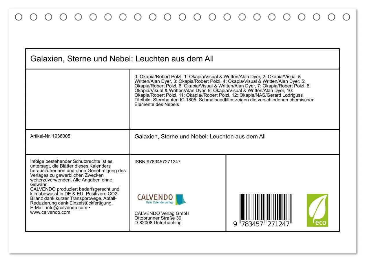 Bild: 9783457271247 | Galaxien, Sterne und Nebel: Leuchten aus dem All (Tischkalender...