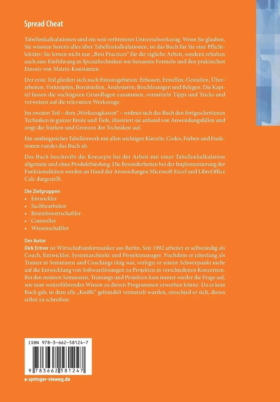 Rückseite: 9783662581247 | Spread Cheat | Dirk Ertner | Taschenbuch | xx | Deutsch | 2018