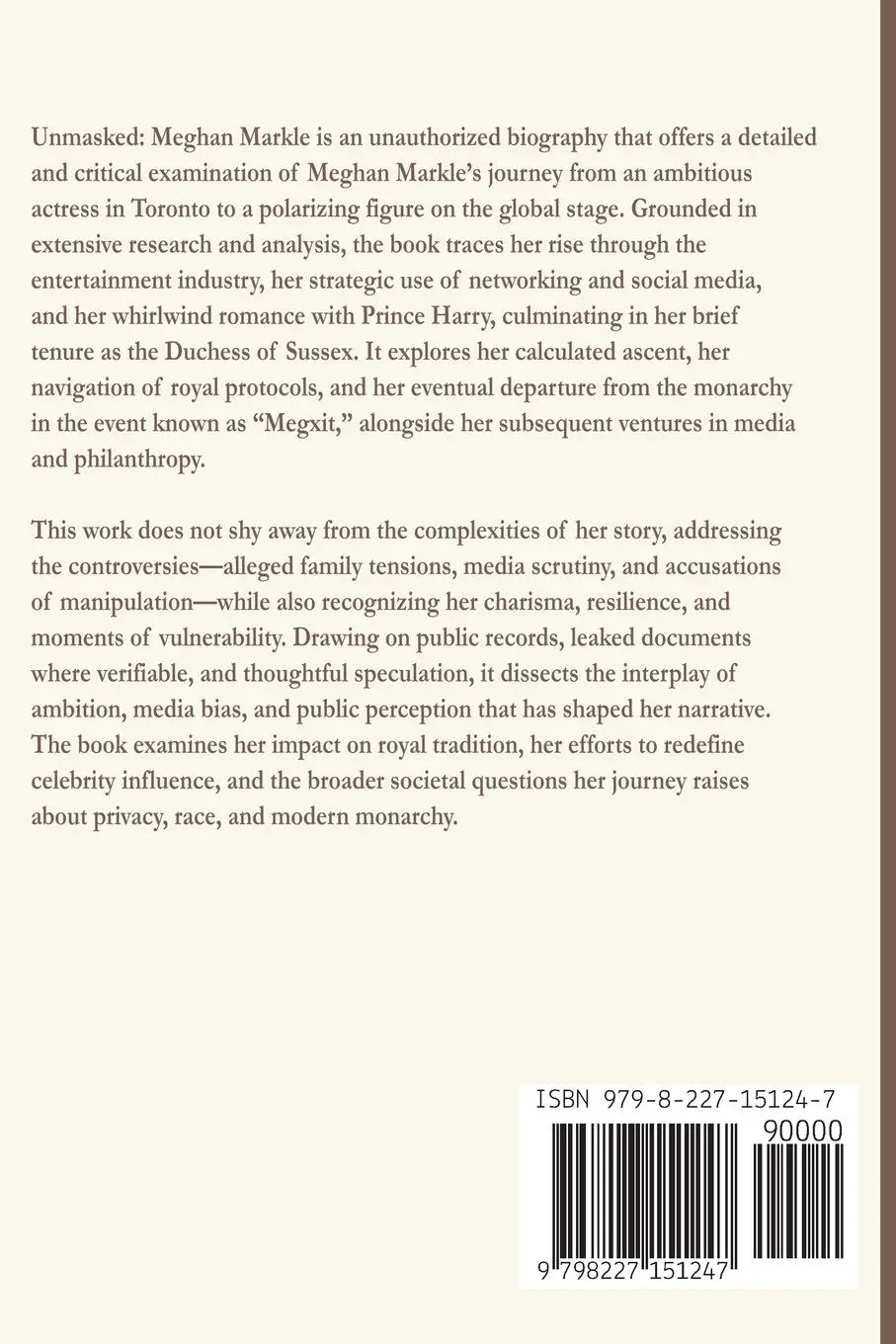 Rückseite: 9798227151247 | Meghan Markle | Unmasked Truth | Johann Bachmann | Taschenbuch | 2025