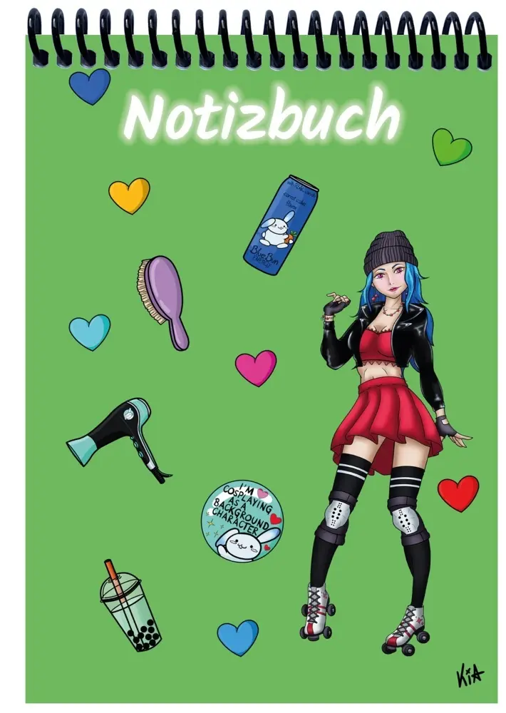 A 5 Notizblock Manga Enora, grün, blanko