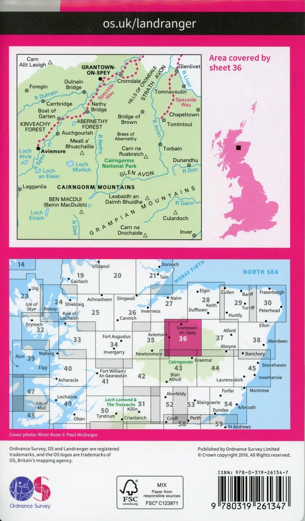 Bild: 9780319261347 | Grantown, Aviemore &amp; Cairngorm Mountains | Ordnance Survey | Englisch