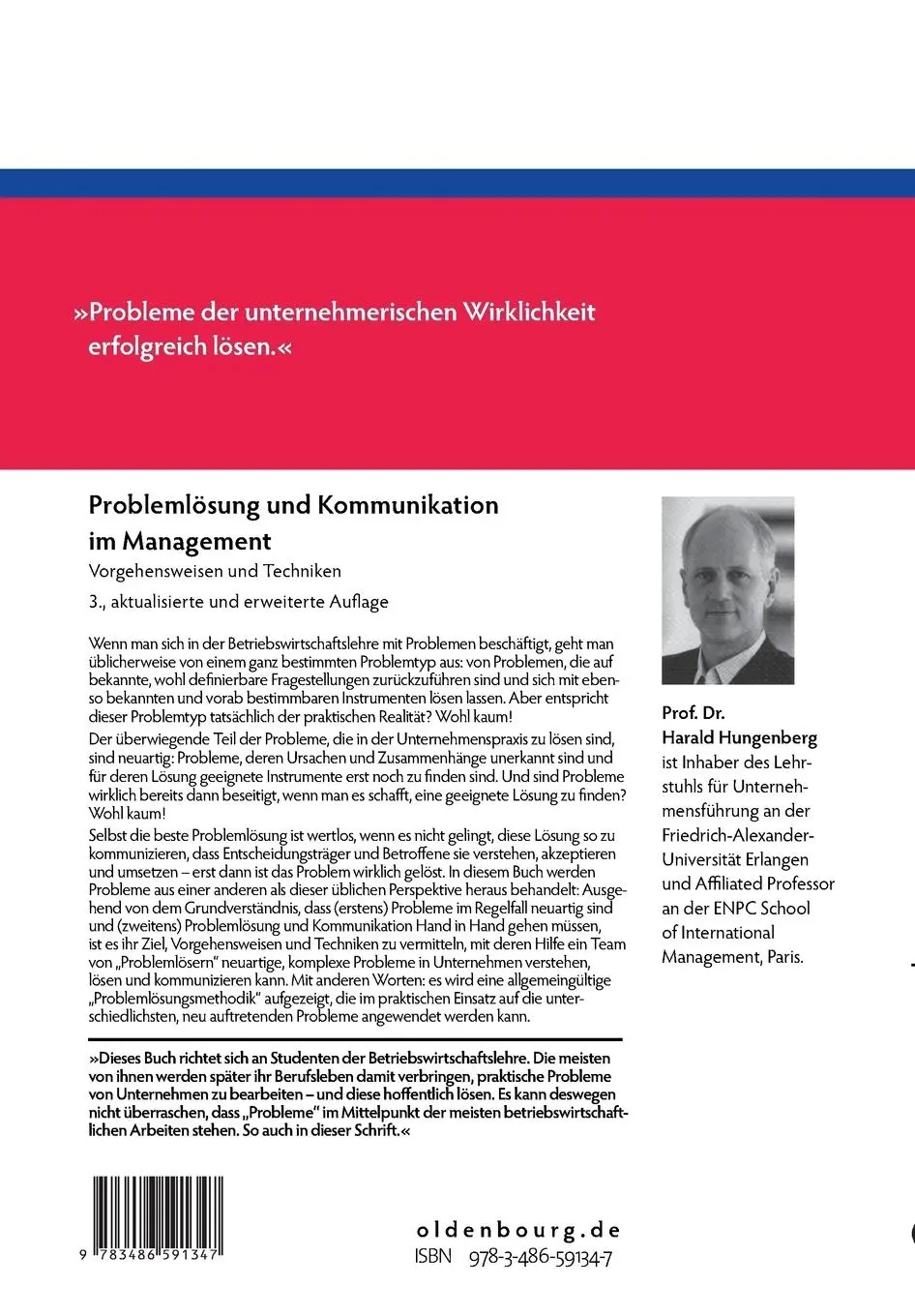 Rückseite: 9783486591347 | Problemlösung und Kommunikation im Management | Harald Hungenberg | XI