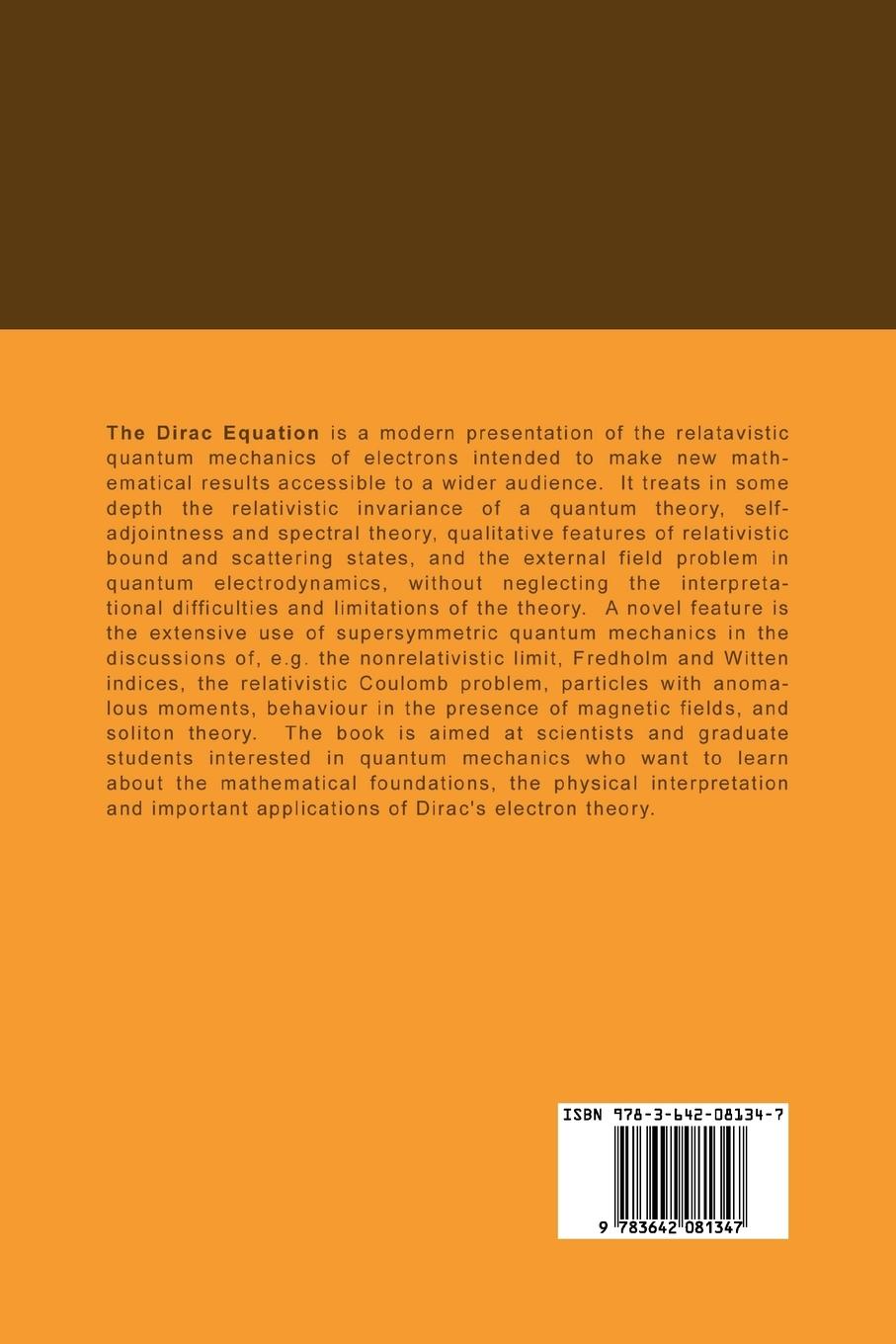 Rückseite: 9783642081347 | The Dirac Equation | Bernd Thaller | Taschenbuch | xvii | Englisch