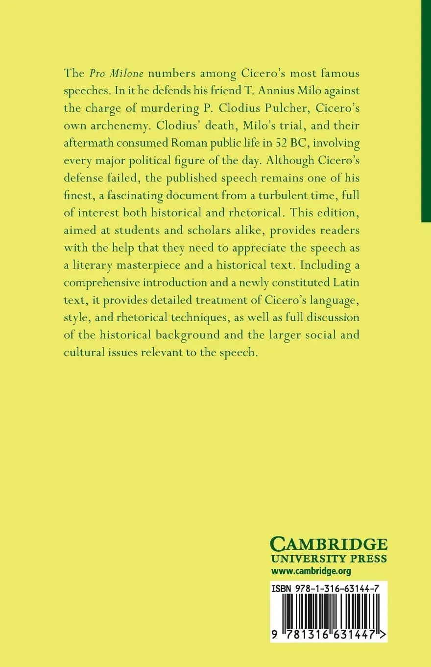 Rückseite: 9781316631447 | Cicero | Pro Milone | Thomas J Keeline | Taschenbuch | Englisch | 2021