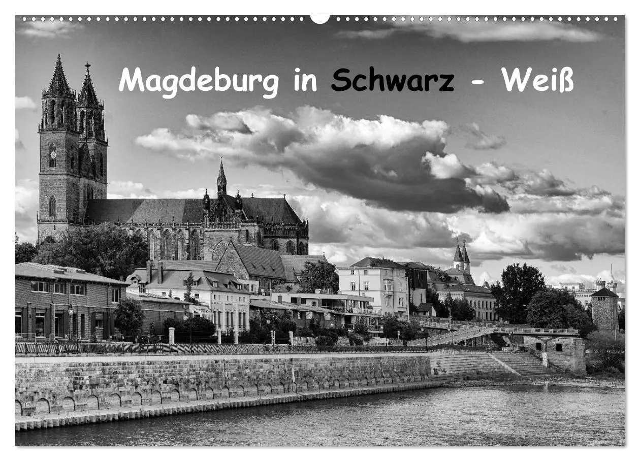 Cover: 9783516031447 | Magdeburg in Schwarz - Weiß (Wandkalender 2026 DIN A2 quer),...