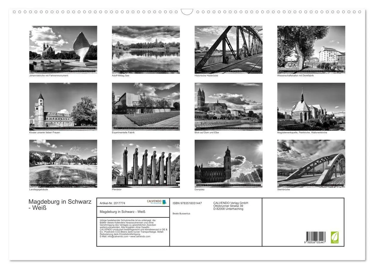 Bild: 9783516031447 | Magdeburg in Schwarz - Weiß (Wandkalender 2026 DIN A2 quer),...