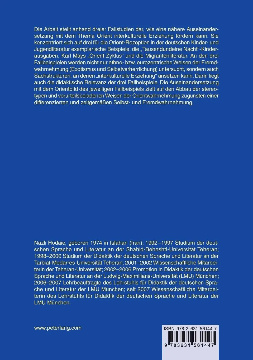 Rückseite: 9783631561447 | Der Orient in der deutschen Kinder- und Jugendliteratur | Nazli Hodaie