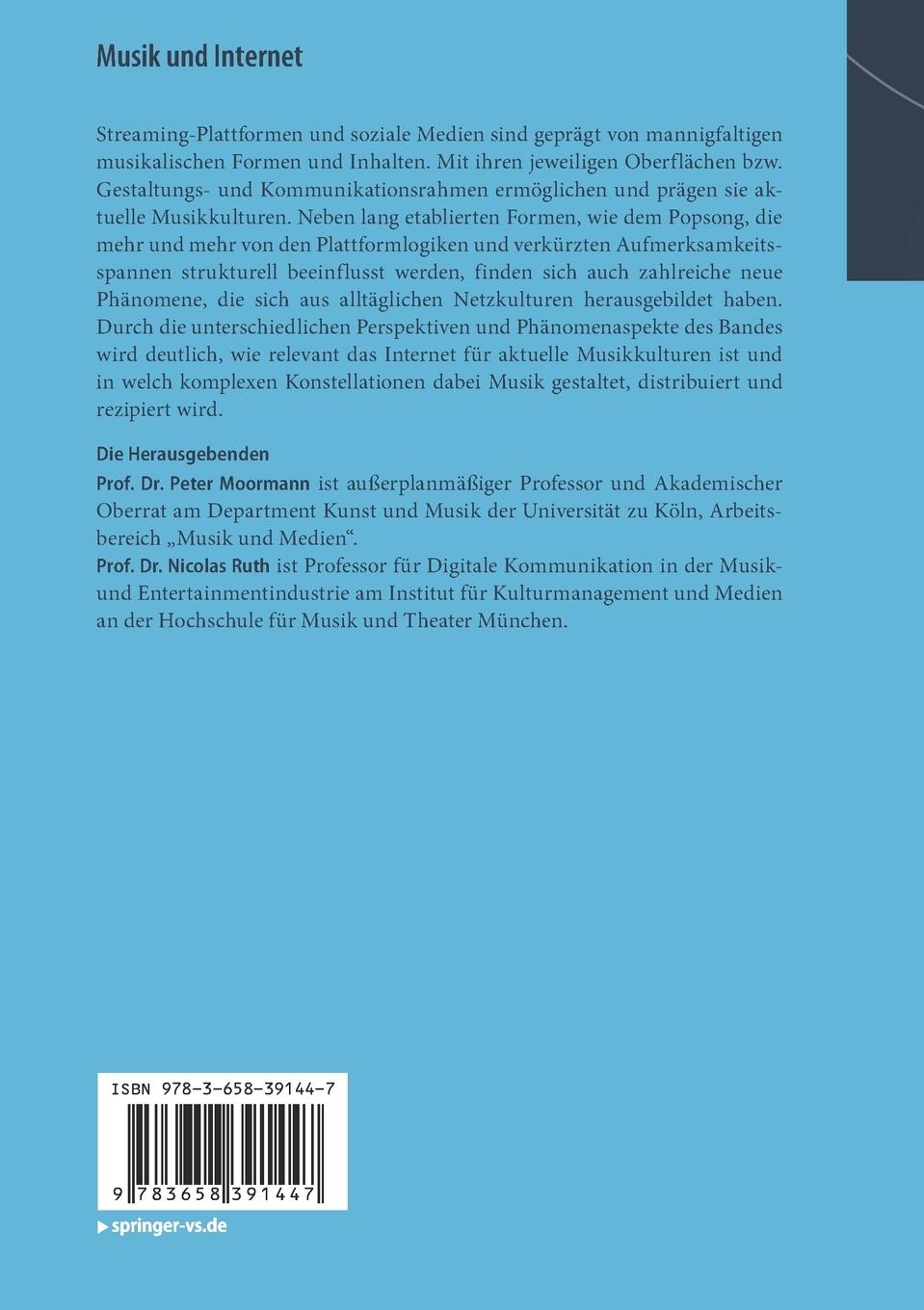 Rückseite: 9783658391447 | Musik und Internet | Aktuelle Phänomene populärer Kulturen | Buch | xi