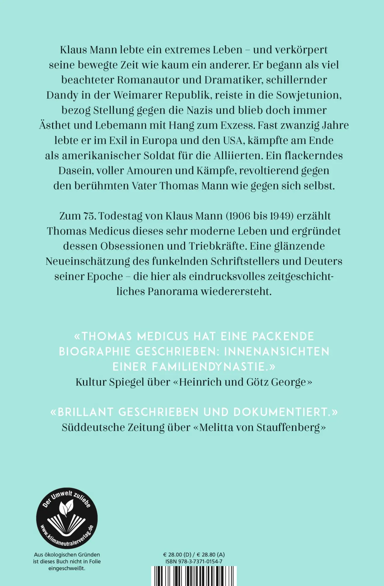 Rückseite: 9783737101547 | Klaus Mann | Thomas Medicus | Buch | 544 S. | Deutsch | 2024