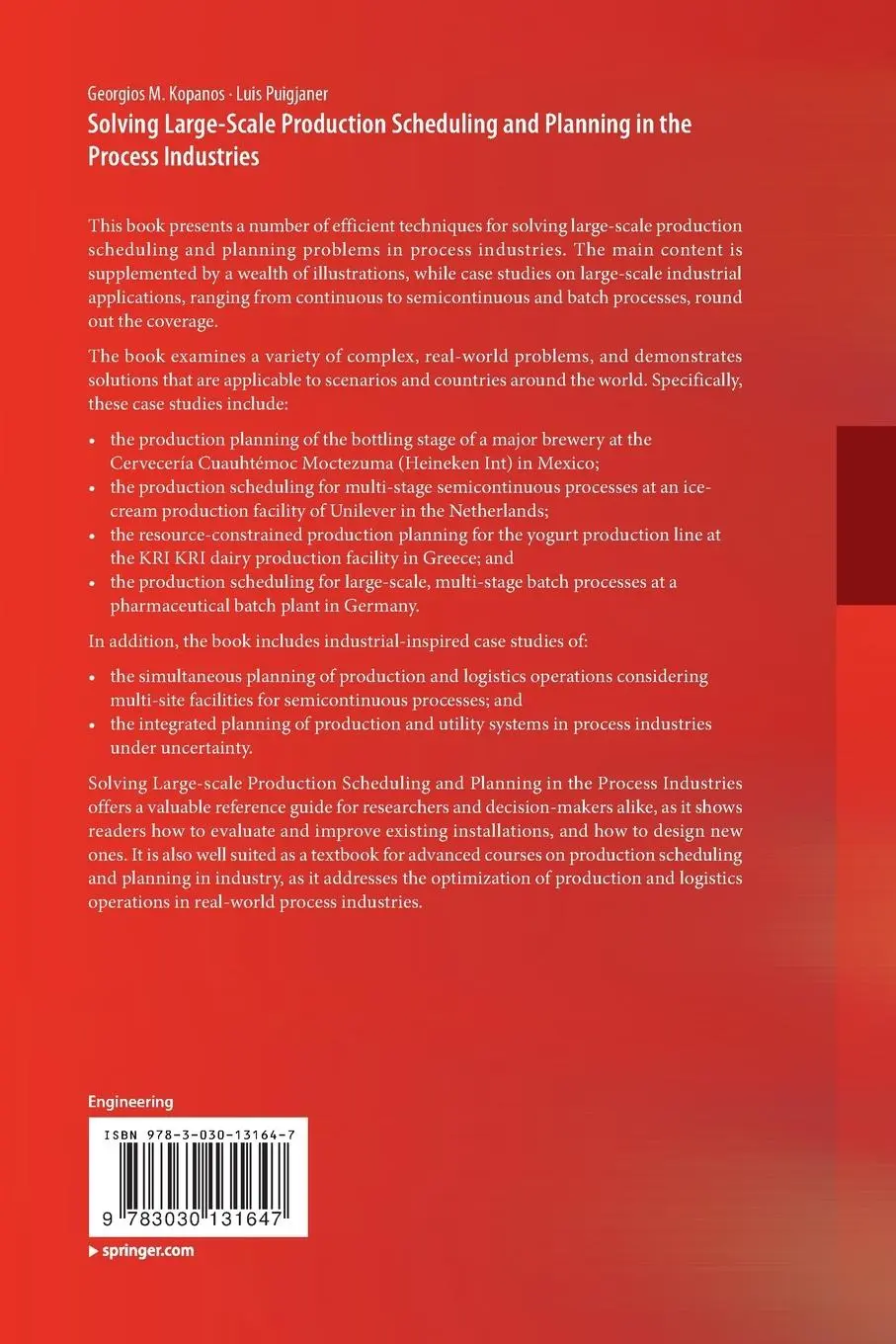 Rückseite: 9783030131647 | Solving Large-Scale Production Scheduling and Planning in the...