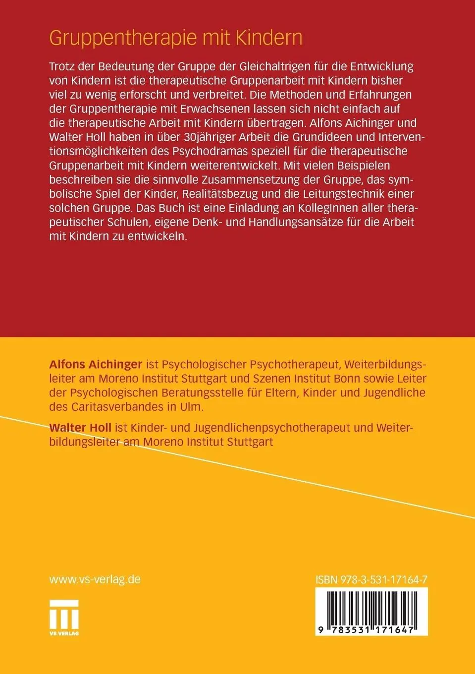 Rückseite: 9783531171647 | Gruppentherapie mit Kindern | Kinderpsychodrama: Band 1 | Holl (u. a.)